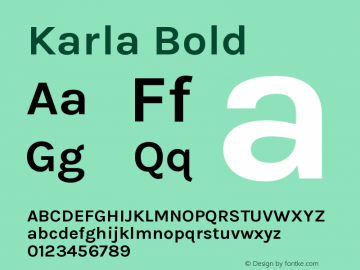 Karla Bold Version 1.000 Font Sample