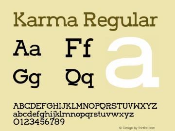 Karma Regular Version 001.000 Font Sample