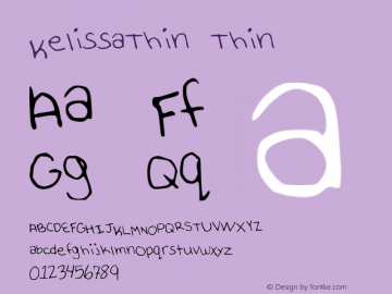 KelissaThin Thin Version 001.000 Font Sample