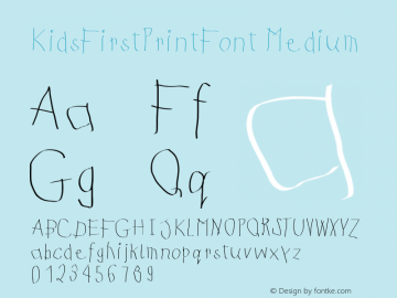 KidsFirstPrintFont Medium Version 1.0 2003-06-04图片样张