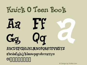 Knick O Teen Book Version Macromedia Fontograp Font Sample