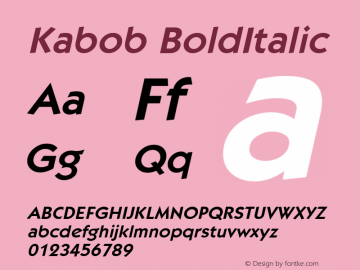Kabob BoldItalic Macromedia Fontographer 4.1.5 5/14/98 Font Sample