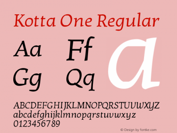 Kotta One Regular Version 1.001图片样张