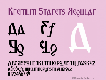 Kremlin Starets Regular Version 1.00 November 28, 2007, initial release Font Sample