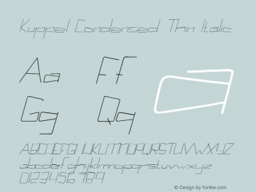 Kuppel Condensed Thin Italic Version 1.000 Font Sample