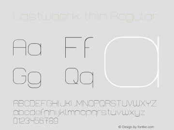 Lastwaerk thin Regular Version 1.000 2009 initial release图片样张