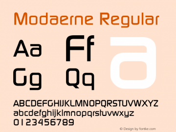 Modaerne Regular W.S.I. Int'l v1.1 for GSP: 6/20/95 Font Sample