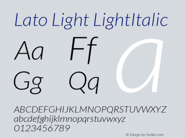 Lato Light LightItalic Version 1.104; Western+Polis图片样张