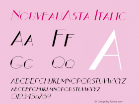 NouveauAsta Italic The IMSI MasterFonts Collection, tm 1995, 1996 IMSI (International Microcomputer Software Inc.) Font Sample