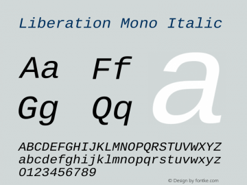 Liberation Mono Italic Version 1.00 Font Sample