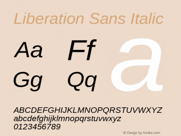 Liberation Sans Italic Version 1.00图片样张