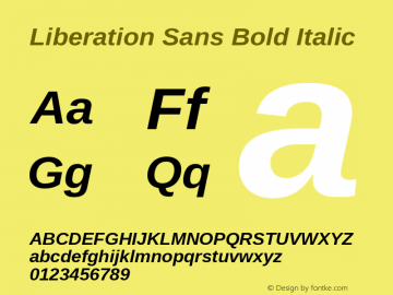 Liberation Sans Bold Italic Version 1.00图片样张