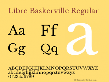 Libre Baskerville Regular Version 1.000; ttfautohint ( Font Sample