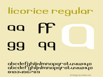 Licorice Regular made with v1.07b Font Sample