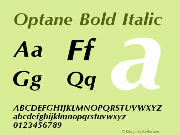 Optane Bold Italic The IMSI MasterFonts Collection, tm 1995 IMSI Font Sample