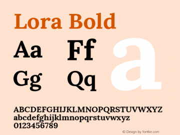 Lora Bold Version 1.014 Font Sample