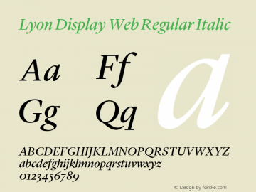 Lyon Display Web Regular Italic Version 001.000 2010 Font Sample