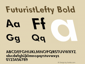 FuturistLefty Bold Accurate Research Professional Fonts, Copyright (c)1995图片样张