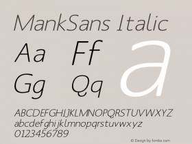 MankSans Italic 1.0 2004-03-31 Font Sample