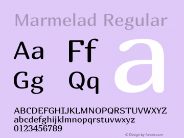 Marmelad Regular Version 1.000 Font Sample