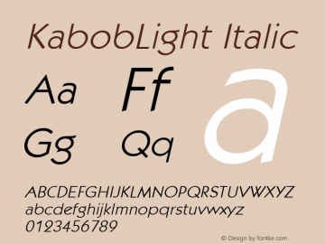 KabobLight Italic Accurate Research Professional Fonts, Copyright (c)1995图片样张