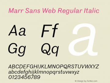 Marr Sans Web Regular Italic Version 1.1 2014 Font Sample
