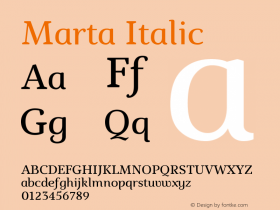 Marta Italic Version 1.000 2012 initial release Font Sample