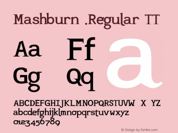 Mashburn .Regular TT Macromedia Fontographer 4.1.5 1999.07.21 Font Sample