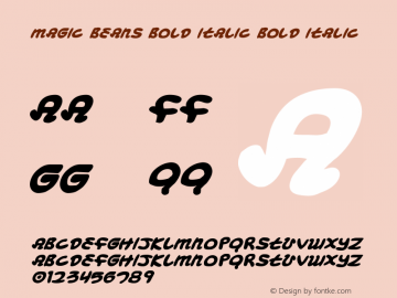 Magic Beans Bold Italic Bold Italic 001.000 Font Sample