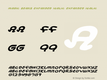 Magic Beans Expanded Italic Expanded Italic 001.000 Font Sample