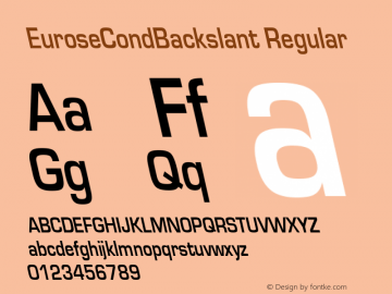 EuroseCondBackslant Regular The IMSI MasterFonts Collection, tm 1995 IMSI图片样张