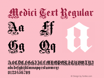 Medici Text Regular OTF 1.000;PS 001.001;Core 1.0.29 Font Sample