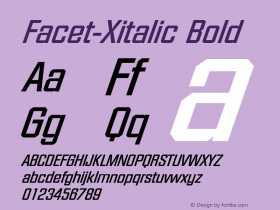 Facet-Xitalic Bold The IMSI MasterFonts Collection, tm 1995, 1996 IMSI (International Microcomputer Software Inc.) Font Sample