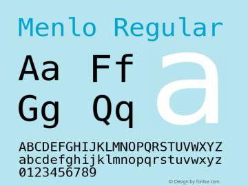 Menlo Regular 6.1d5e14 Font Sample