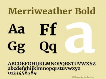 Merriweather Bold Version 1.52; ttfautohint (v0.97) -l 13 -r 13 -G 200 -x 24 -f dflt -w 