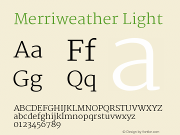 Merriweather Light Version 1.003 Font Sample