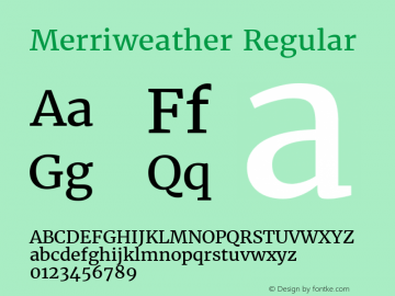 Merriweather Regular Version 1.52; ttfautohint (v0.97) -l 13 -r 13 -G 200 -x 24 -f dflt -w 
