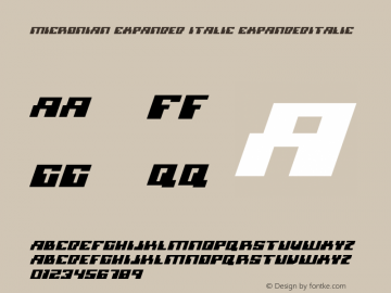 Micronian Expanded Italic ExpandedItalic Version 001.000 Font Sample