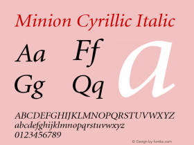 Minion Cyrillic Italic 1.0 Sat Oct 15 15:37:16 1994 Font Sample