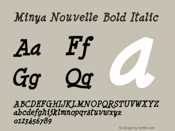 Minya Nouvelle Bold Italic Version 1.00 Font Sample