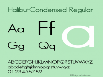 HalibutCondensed Regular The IMSI MasterFonts Collection, tm 1995, 1996 IMSI (International Microcomputer Software Inc.)图片样张