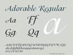 Adorable Regular Font Version 2.6; Converter Version 1.10 Font Sample