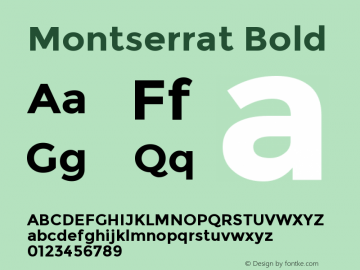 Montserrat Bold Version 2.001 Font Sample
