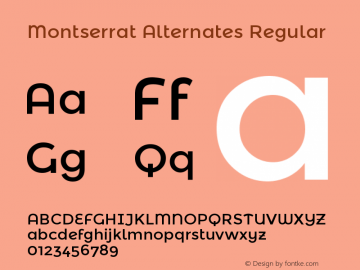 Montserrat Alternates Regular Version 2.001 Font Sample