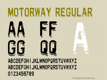 Motorway Regular Version 1.0 Font Sample