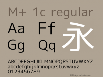 M+ 1c regular Version 1.018 Font Sample