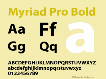 Myriad Pro Bold Version 2.062;PS 2.000;hotconv 1.0.57;makeotf.lib2.0.21895图片样张
