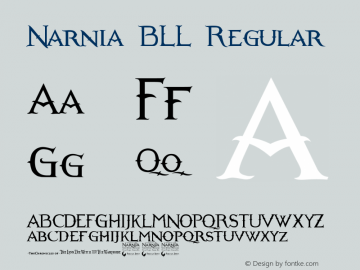 Narnia BLL Regular Version 1.0 Font Sample