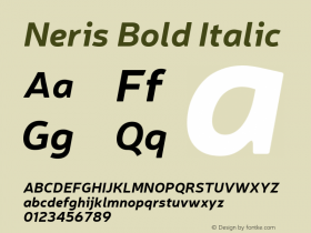 Neris Bold Italic Version 1.000;PS 001.000;hotconv 1.0.70;makeotf.lib2.5.58329图片样张