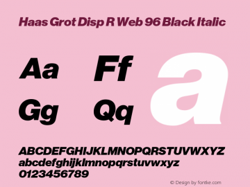Haas Grot Disp R Web 96 Black Italic Version 001.001 2010 Font Sample